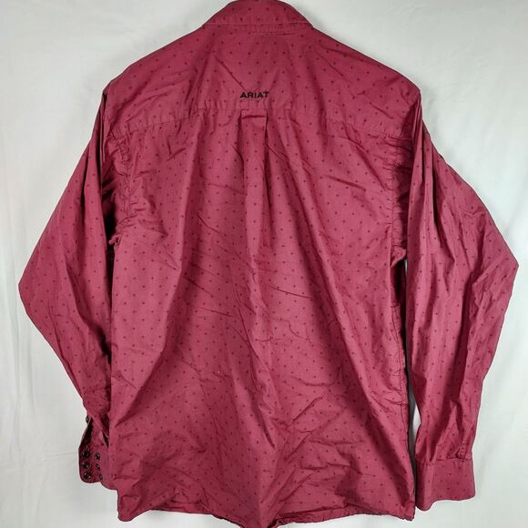 Ariat Red Print Button-Up Western Shirt Men’s Small Pearl Snap - Picture 2 of 11